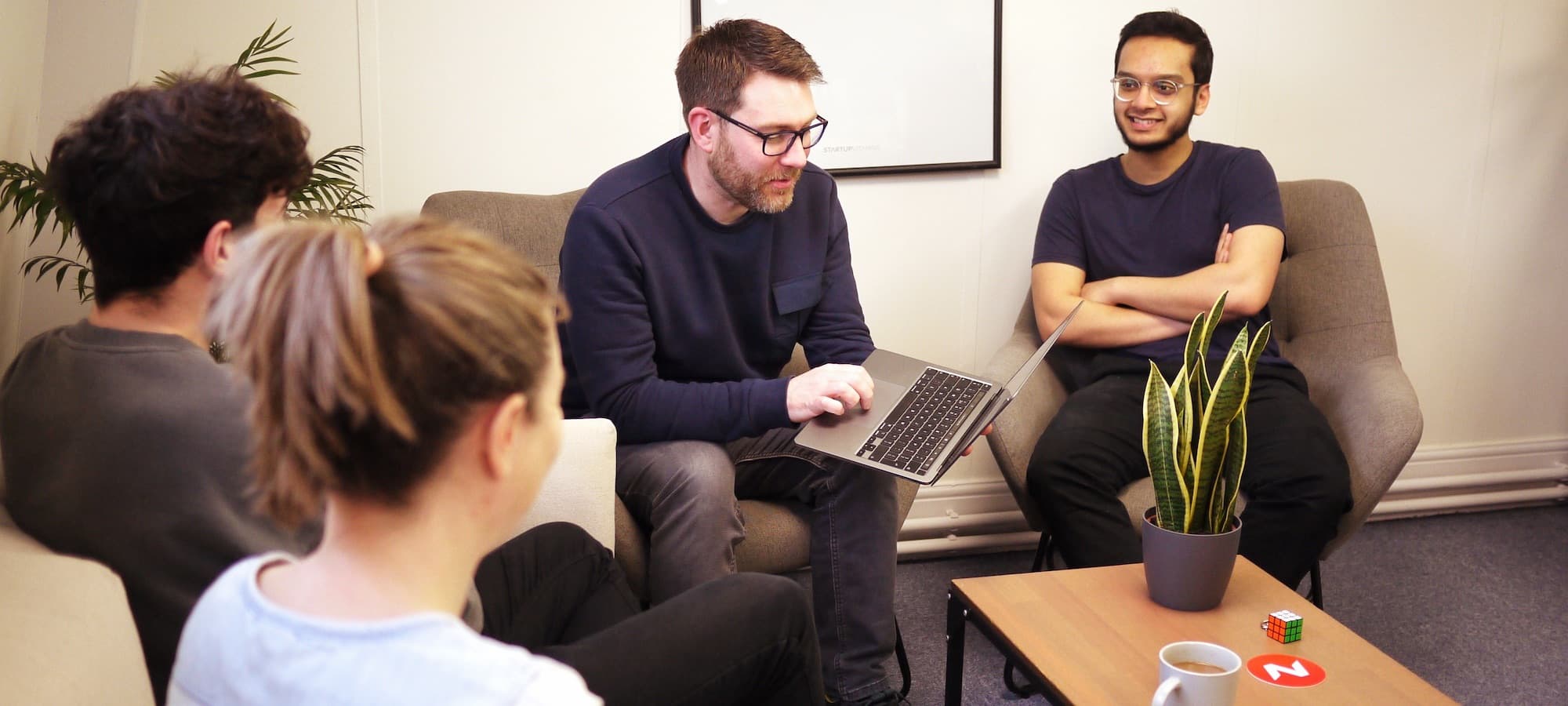 Team discussion in the studio